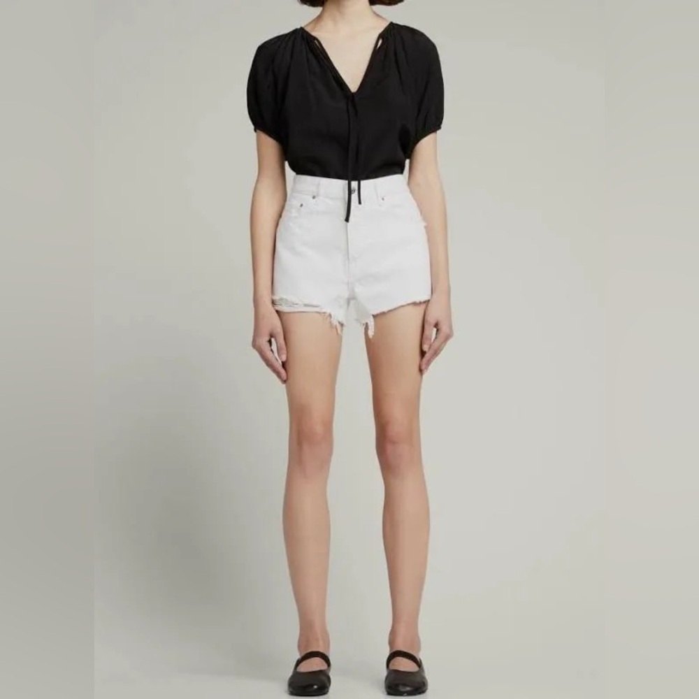 NEW $165 GRLFRND The Helena High Rise Cut Off White Denim Jean Shorts 350